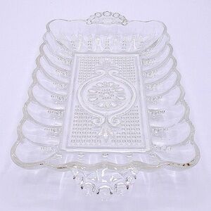 Vintage Small Ornate Crystal Tray with Handles